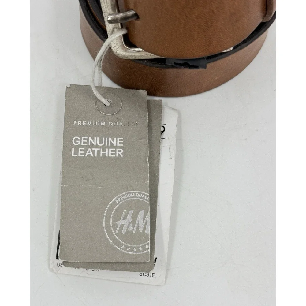 H&M‎ Leather Belt Brown Made in Sweden Classic Mens 33-34